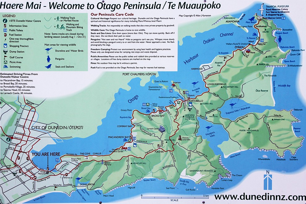 Karte der Otagohalbinsel